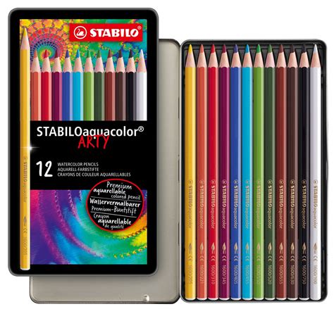 stabiloaquacolor metal box of 36 colours aquarellable coloured pencil|aquarellable colored pencil.